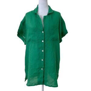 Vitamin A Women's Green Linen Short Sleeve Shirt - Size M - New
